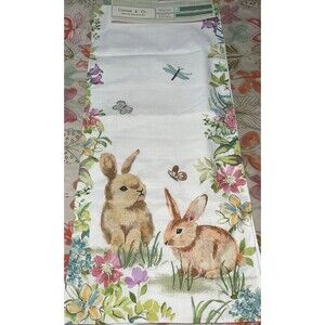 Cotton & Co Spring Collection 16x72” Table Bunny Polyester Cotton Easter New